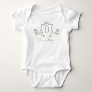 Preppy Southern Green Stork Boy Baby Showdusche Strampler