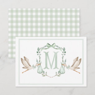 Preppy Southern Green Stork Dankeschön Card Dankeskarte