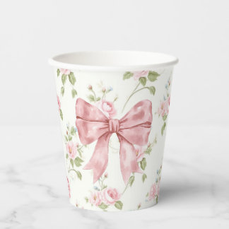 Preppy Southern Pink Bow Baby Dusche Pappbecher