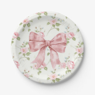 Preppy Southern Pink Bow Girl Baby Dusche Pappteller