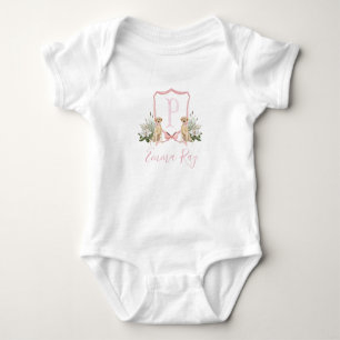 Preppy Southern Pink Dog Girl Babydusche Baby Strampler