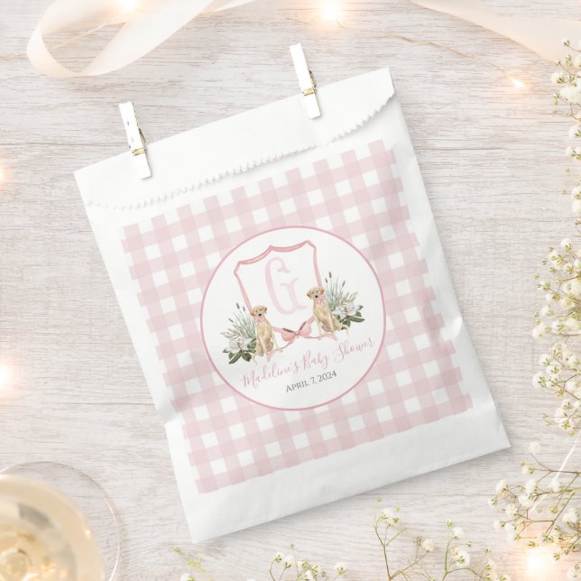 Preppy Southern Pink Girl Dog Babydusche Geschenktütchen (Ausgeschnitten)