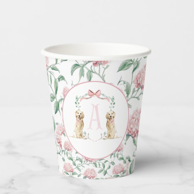 Preppy Southern Pink Girl Dog Babydusche Pappbecher (Vorderseite)