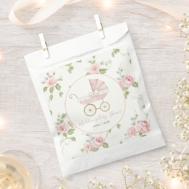 Preppy Southern Pink Girl Floral Baby Dusche Geschenktütchen (Ausgeschnitten)