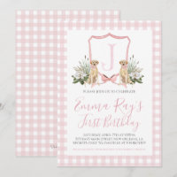 Preppy Southern Pink Girl Hund zum ersten Geburtst