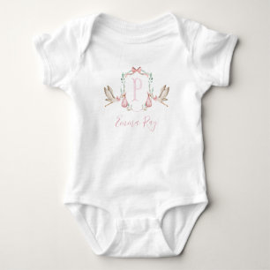 Preppy Southern Pink Stork Girl Babydusche Baby Strampler