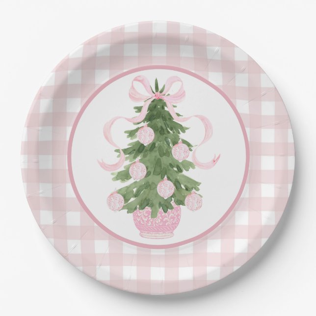 Preppy Southern Pink Weihnachtsdusche Pappteller (Vorderseite)