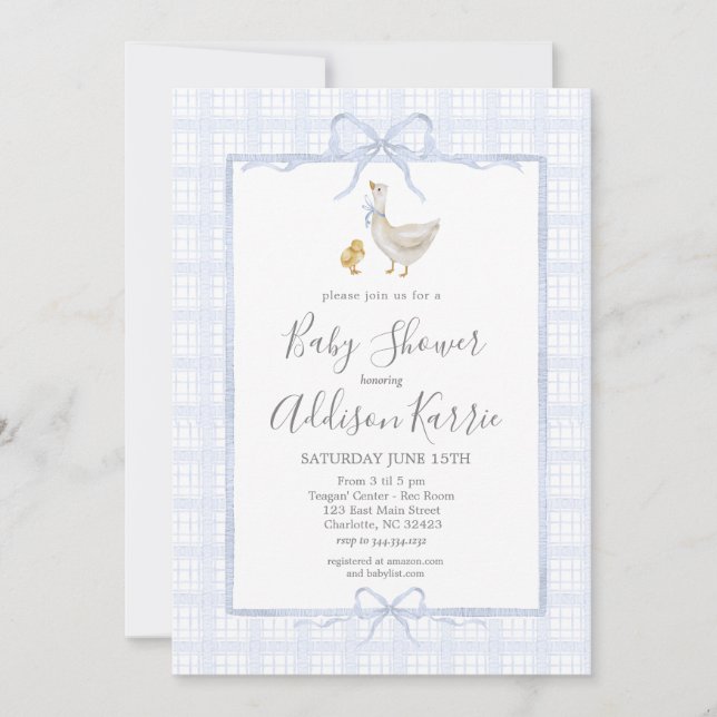 Preppy Southern silly goose boy baby shower invite Einladung (Vorderseite)