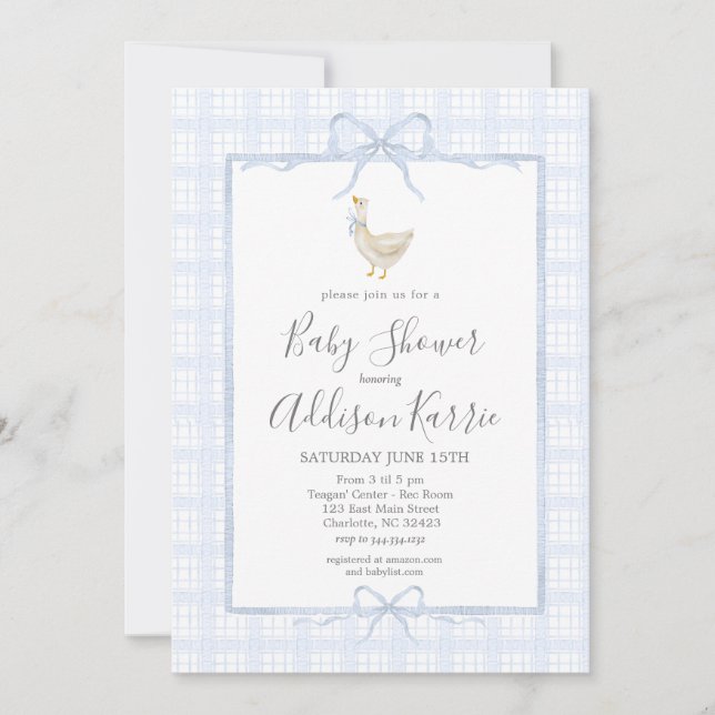 Preppy Southern silly goose boy baby shower invite Einladung (Vorderseite)