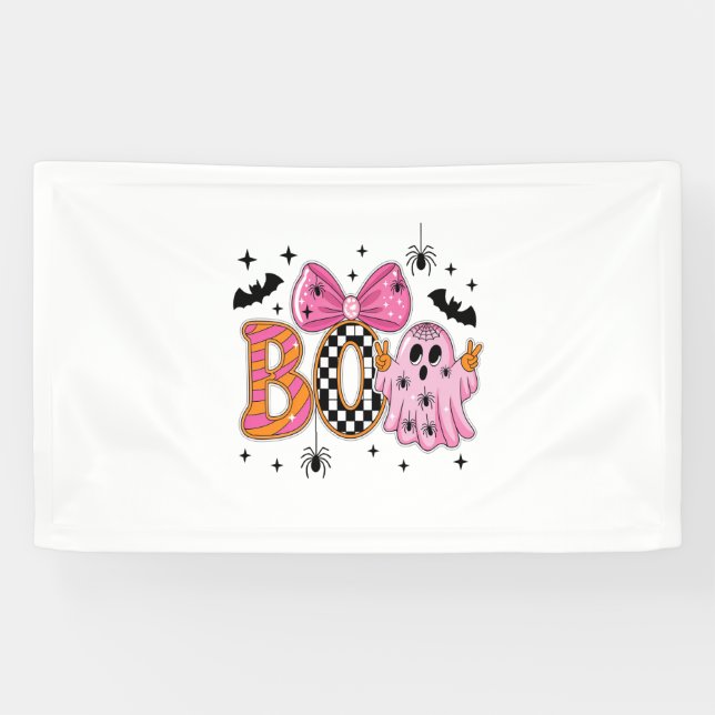 Preppy Spooky Halloween Boo Banner (Horizontal)