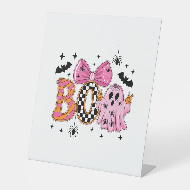 Preppy Spooky Halloween Boo Sockelschild (Vorderseite)