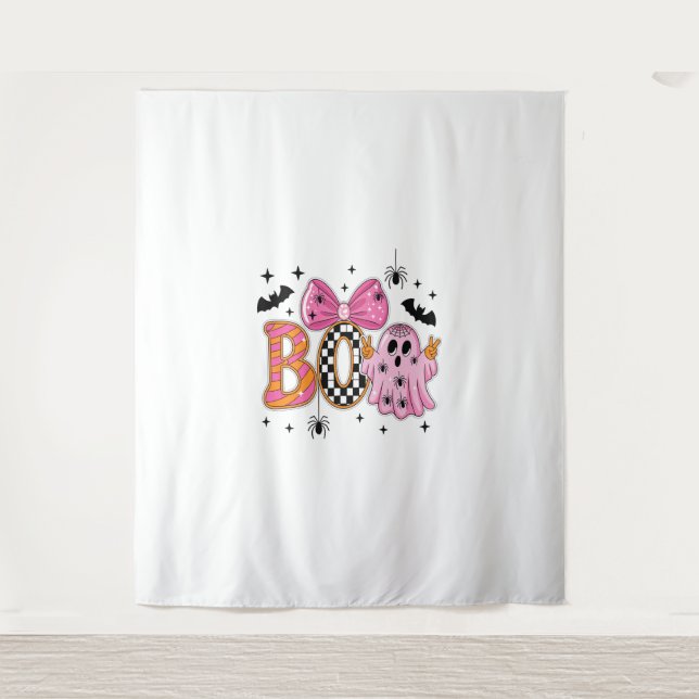 Preppy Spooky Halloween Boo Wandteppich (Vorderseite)