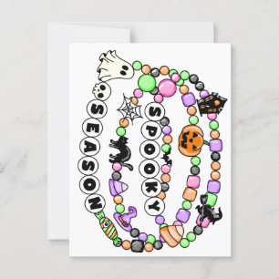 Preppy Spooky Season Halloween Freundschaftsbracel Postkarte