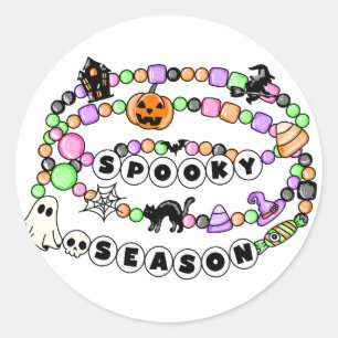 Preppy Spooky Season Halloween Freundschaftsbracel Runder Aufkleber