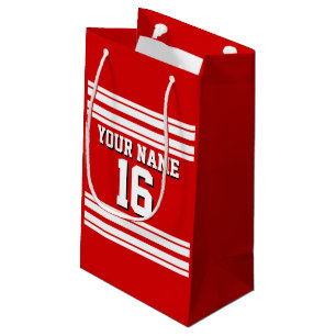 Preppy Sporty Red mit White Stripes Team Jersey Kleine Geschenktüte