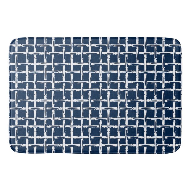 Preppy Square Lattice – Coordinating Navy Badematte (Vorderseite)