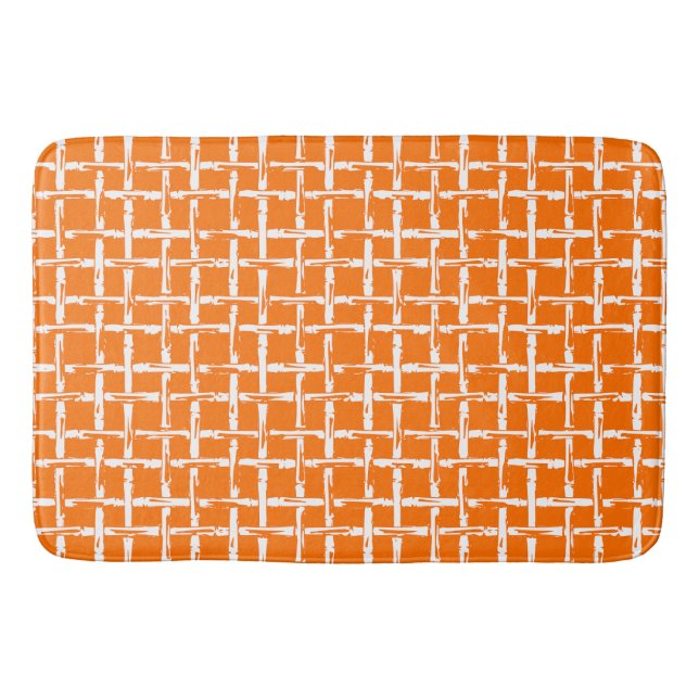 Preppy Square Lattice – Coordinating Orange Badematte (Vorderseite)