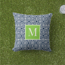 Preppy Square Lattice Monogram – Navy & Lime Kissen
