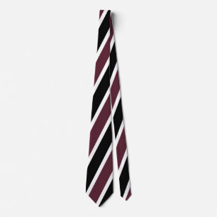 Preppy Strip Krawatte - Maroon, Black & White