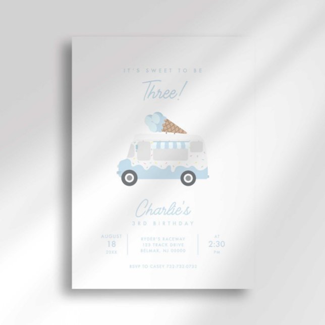 Preppy Stripe Ice Cream Truck Birthday Invitation Einladung (Von Creator hochgeladen)