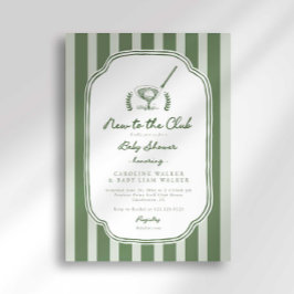 Preppy Stripe New to the Club Golf Baby Shower Einladung