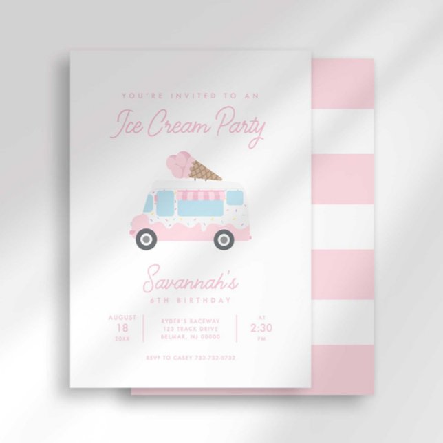 Preppy Stripe Sweet Ice Cream Birthday Social Einladung (Von Creator hochgeladen)