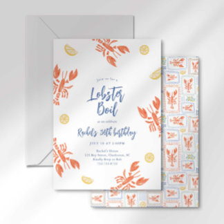 Preppy Stripes Hummer Boil Frische Meeresfrüchte F Einladung
