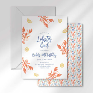 Preppy Stripes Hummer Boil Frische Meeresfrüchte F Einladung