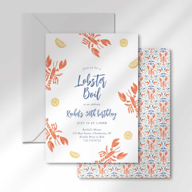 Preppy Stripes Hummer Boil Frische Meeresfrüchte F Einladung (Von Creator hochgeladen)