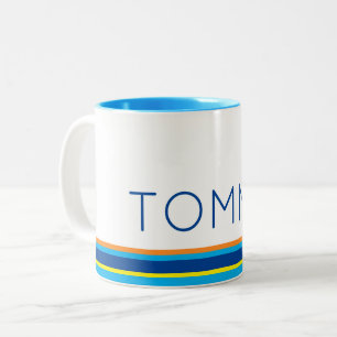 Preppy Stripes NAME Bright Colors Summer Fun Zweifarbige Tasse
