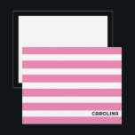 Preppy Stripes Pink & Black Niedlich Girl Mitteilungskarte<br><div class="desc">Dieses prächtige Design bietet Platz für einen Namen auf der Vorderseite und viel Leerraum für eine Notiz auf der Rückseite. Klicken Sie auf die Schaltfläche Anpassen, wenn Sie die Bilder verschieben/skalieren und den Text weiter verändern möchten! Variationen dieses Designs, zusätzliche Farben sowie koordinierende Produkte sind in unserem Shop, zazzle.com/store/doodlelulu verfügbar....</div>
