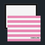 Preppy Stripes Pink & Black Niedlich Girl Mitteilungskarte<br><div class="desc">Dieses prächtige Design bietet Platz für einen Namen auf der Vorderseite und viel Leerraum für eine Notiz auf der Rückseite. Klicken Sie auf die Schaltfläche Anpassen, wenn Sie die Bilder verschieben/skalieren und den Text weiter verändern möchten! Variationen dieses Designs, zusätzliche Farben sowie koordinierende Produkte sind in unserem Shop, zazzle.com/store/doodlelulu verfügbar....</div>
