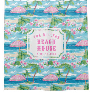Preppy Summer Beach Umbrella   Beach House Duschvorhang