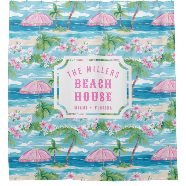 Preppy Summer Beach Umbrella | Beach House Duschvorhang (Vorderseite)