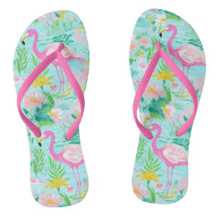 Preppy Summer Flamingo Flip Flops