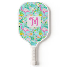 Preppy Summer Flamingo | Monogramm-Pickleball