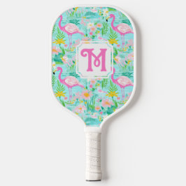 Preppy Summer Flamingo | Monogramm-Pickleball Pickleball Schläger