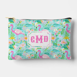 Preppy Summer Flamingo | Monogramm Zubehörtasche