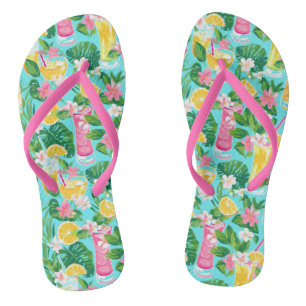 Preppy Summer Tropical Cocktails Flip Flops