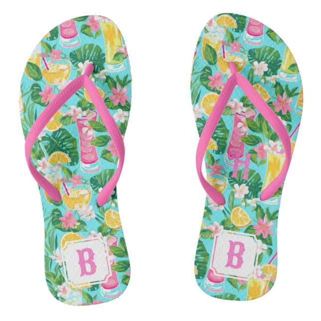Preppy Summer Tropical Cocktails | Monogramm Flip Flops (Fußbett)