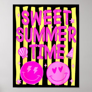 Preppy süße Sommerzeit Gesicht Emoticon Meme Damen Poster