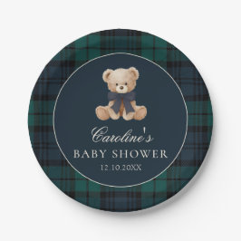 Preppy Teddy Bear Baby Shower Paper Plates Pappteller