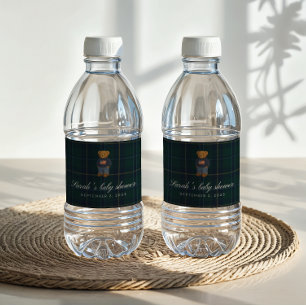 Preppy-Teddy-Polo-Bär-Baby-Party-Wasserflasche Wasserflaschenetikett