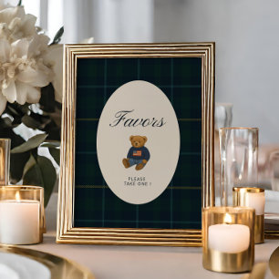 Preppy-Teddy-Polobär-Babyshower-Geschenk-Schild