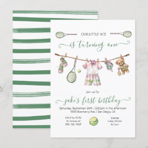 Preppy Tennis Boy zum Geburtstag Einladung