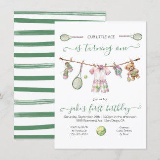 Preppy Tennis Boy zum Geburtstag Einladung