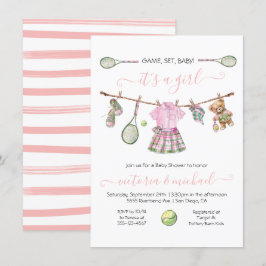 Preppy Tennis Girl Babydusche Einladung