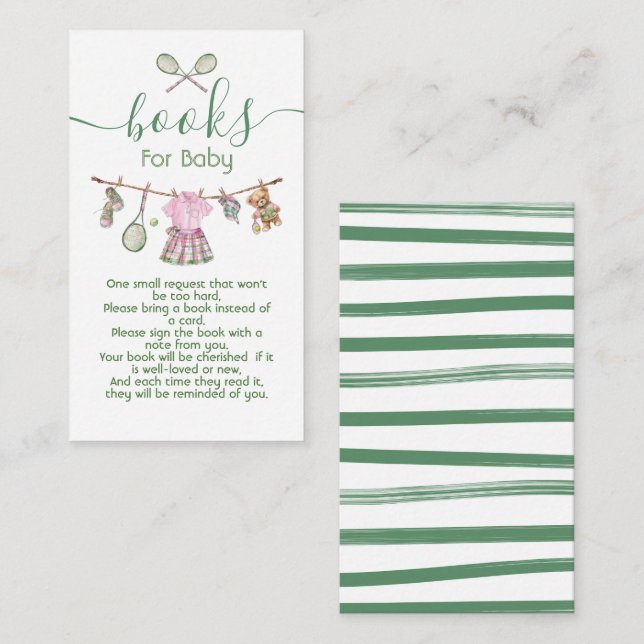 Preppy Tennis Girl-Wäscheleine Begleitkarte (Vorne/Hinten)