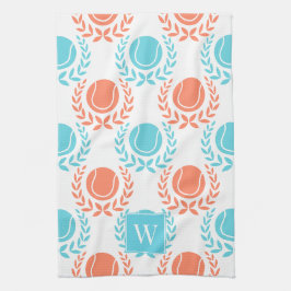 Preppy Tennis Laurel Wreath - Coral & Turquoise Geschirrtuch
