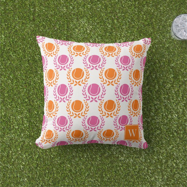 Preppy Tennis Laurel Wreath - Hot Pink & Orange Kissen (Golfball-Marker)